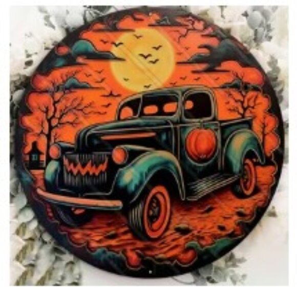 Other - 1pc 8"x8" Aluminum Sign,  Spooky Halloween Truck Sign